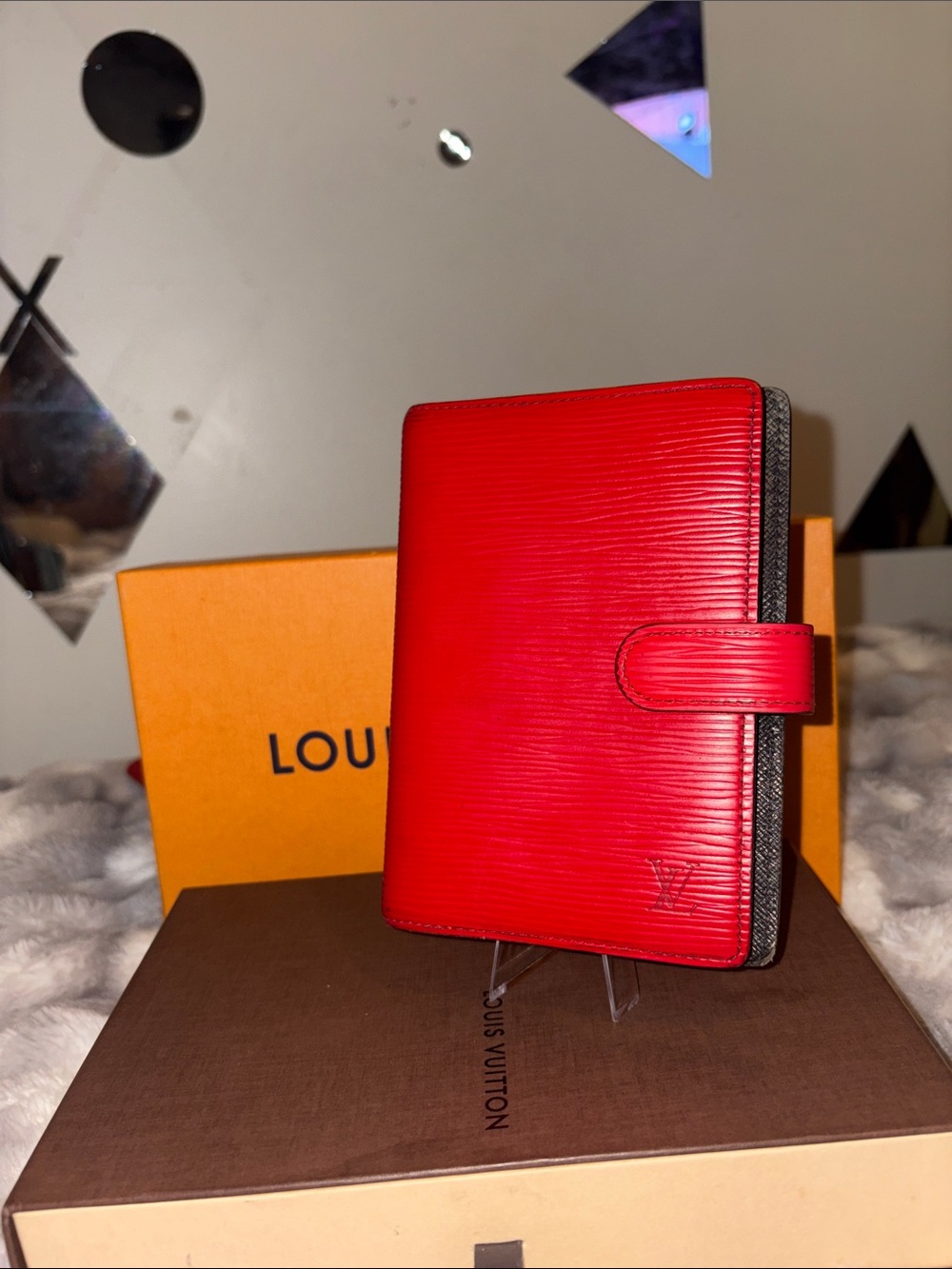 Louis Vuitton Bright Red Epi Leather Agenda Cover with Black Trim